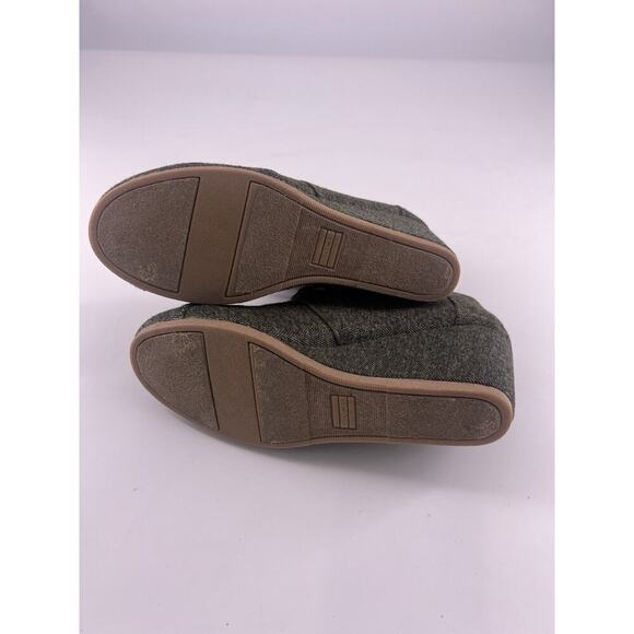 Toms Boots Womens Size 10 Green Black Ankle Booties Espadrille Wedge Heels Lace - Picture 10 of 10